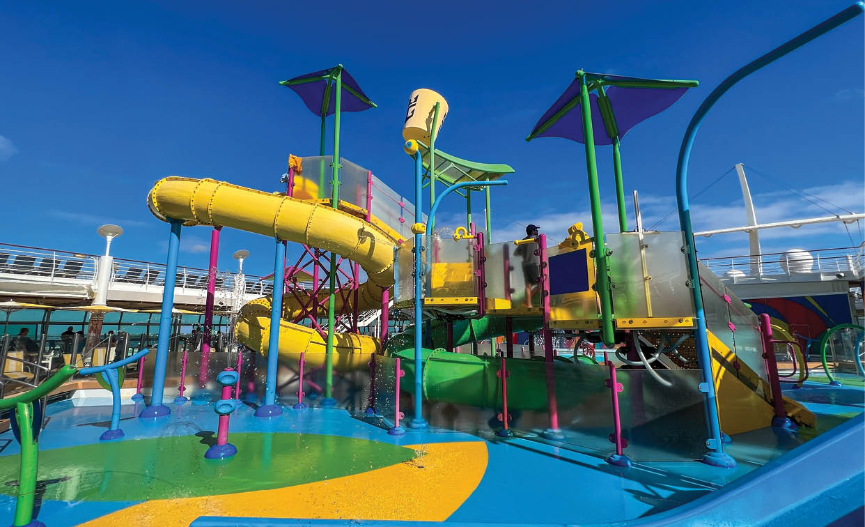 Orlando, FL USA-December 6,, 2021: The family pool area on the Royal Caribbean RCL cruise ship Independence of the Seas in Port Canaveral, Florida.